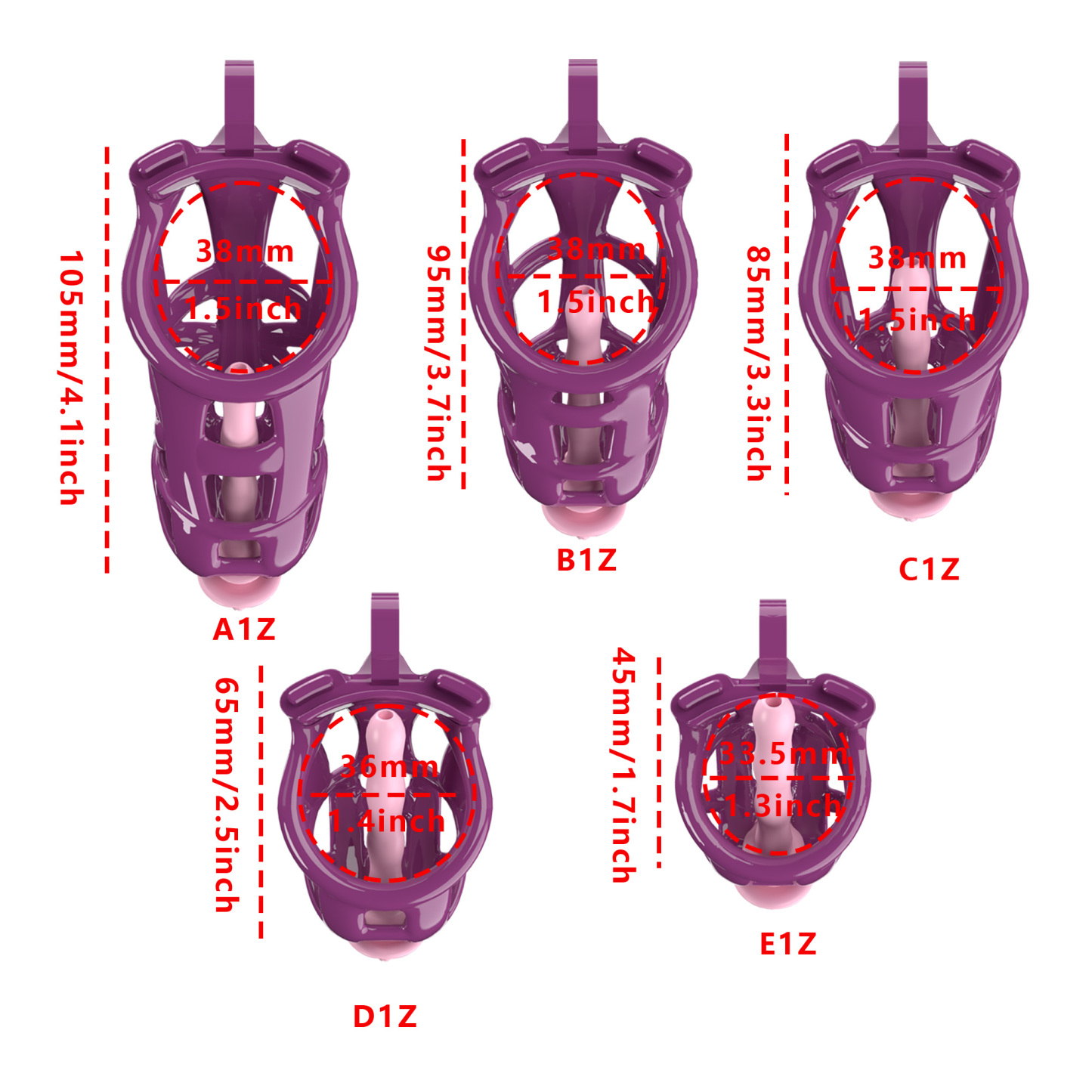 Purple ABS Cobra Chastity Cage – Male Chastity Device (5 Sizes)