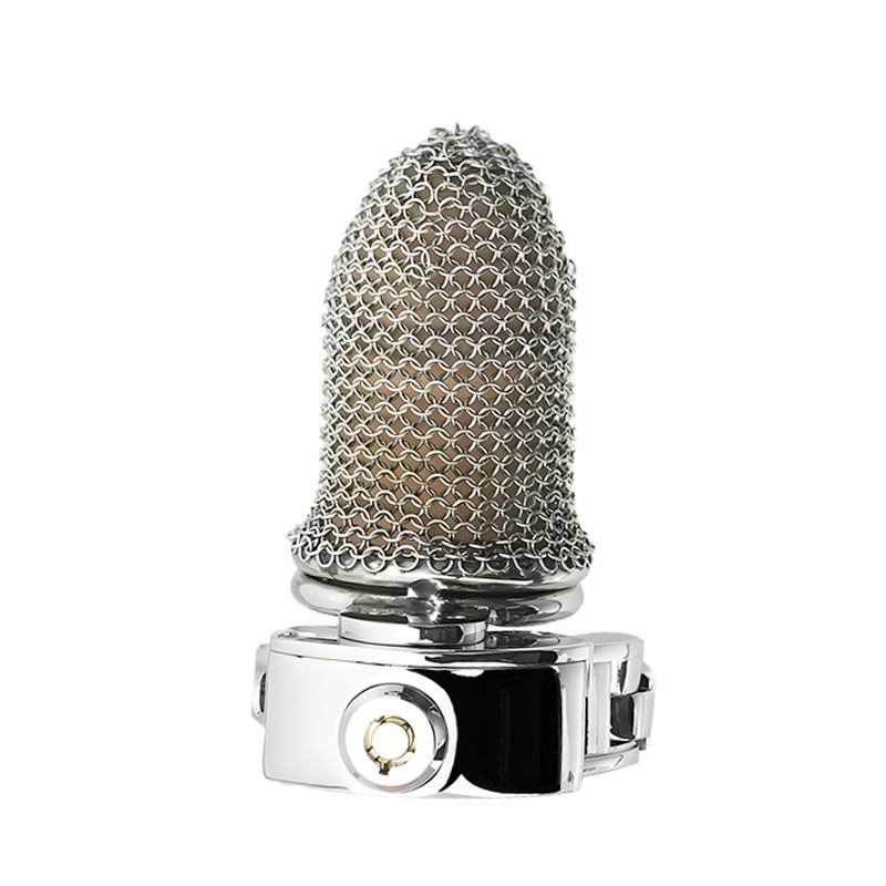 Stainless Steel Mesh Chastity Cage for Men | Breathable Chainmail Design with Adjustable Base Ring
