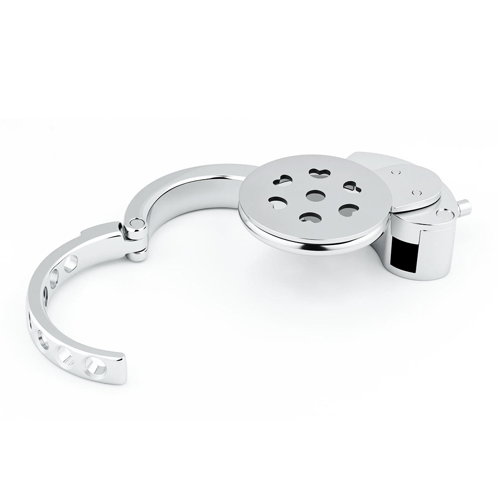 Stainless Steel Flat Plate Chastity Lock – Secure, Breathable & Polished Metal Cage for Men