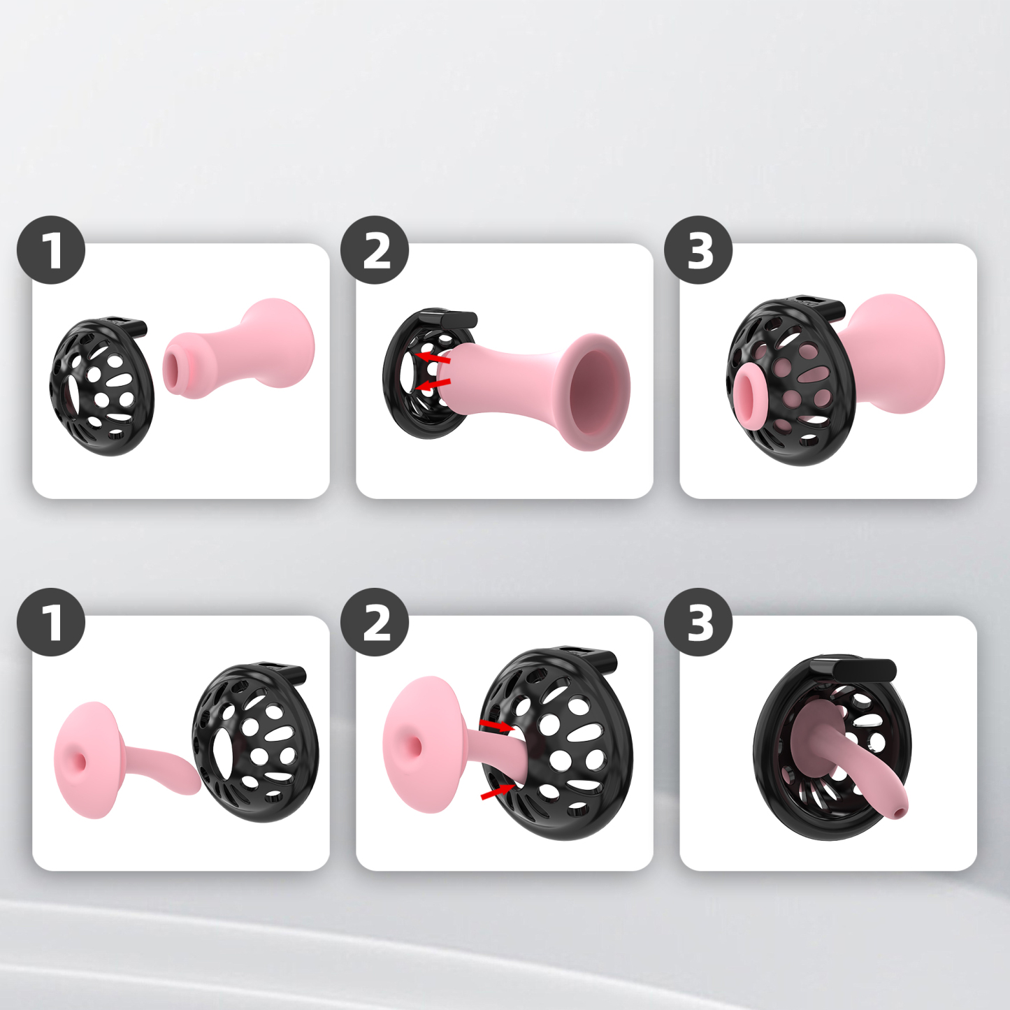 Adjustable Silicone Bead Chastity Lock Device for Men – Wearable Waist Belt & Strapless Options, Pink/Purple/Black Secure Intimate Cage with Soft Silicone Stimulation Beads