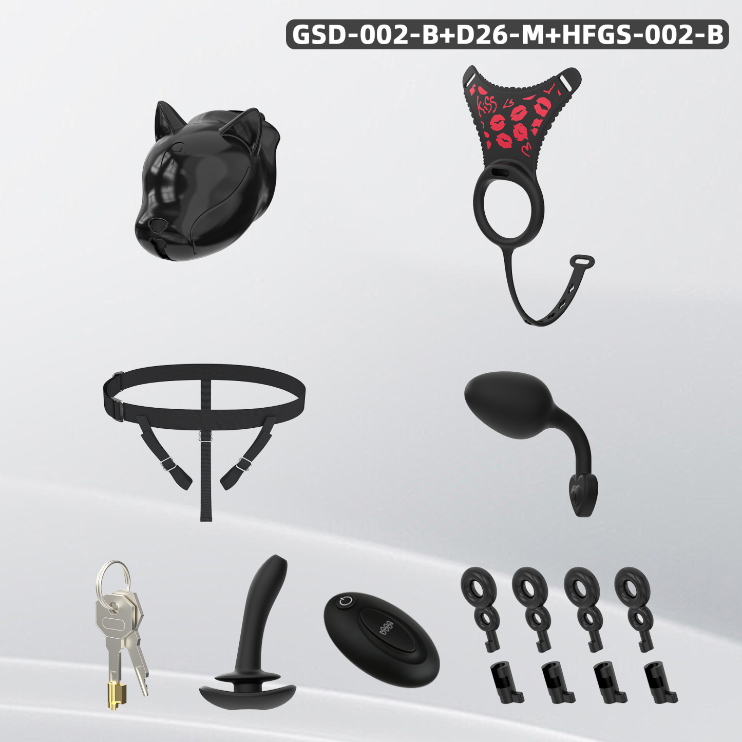 Puppy Head Chastity Cage Set with Underwear & Plug – GSD Series BDSM Restraint Kit