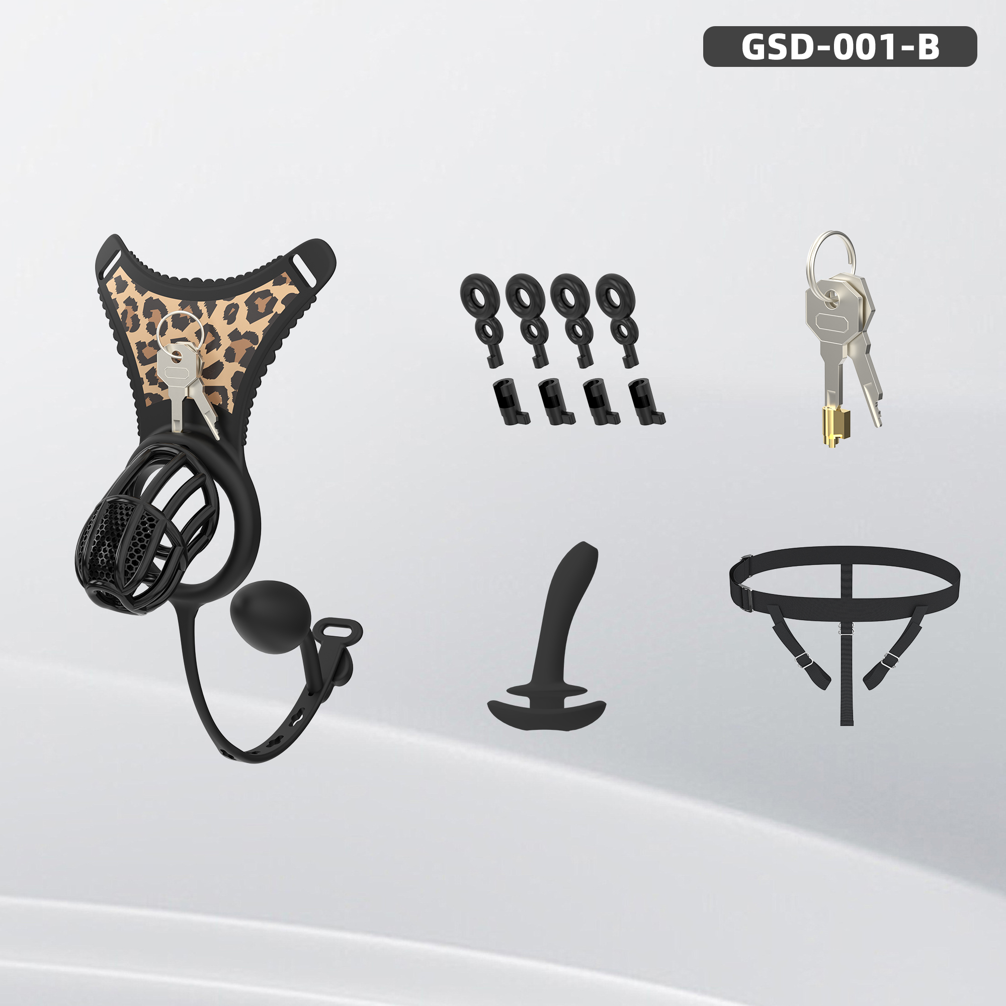 Remote Control Silicone Chastity Device with Adjustable Angle Anal Plug – Breathable Cage System (S/M/L) 