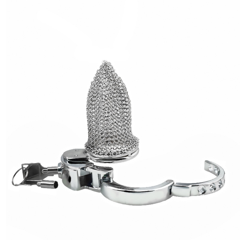 Stainless Steel Mesh Chastity Cage for Men | Breathable Chainmail Design with Adjustable Base Ring