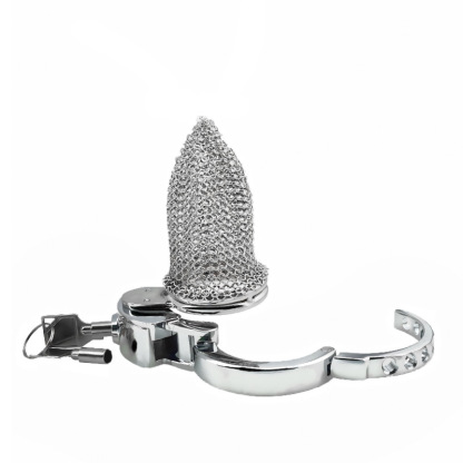 Stainless Steel Mesh Chastity Cage for Men | Breathable Chainmail Design with Adjustable Base Ring