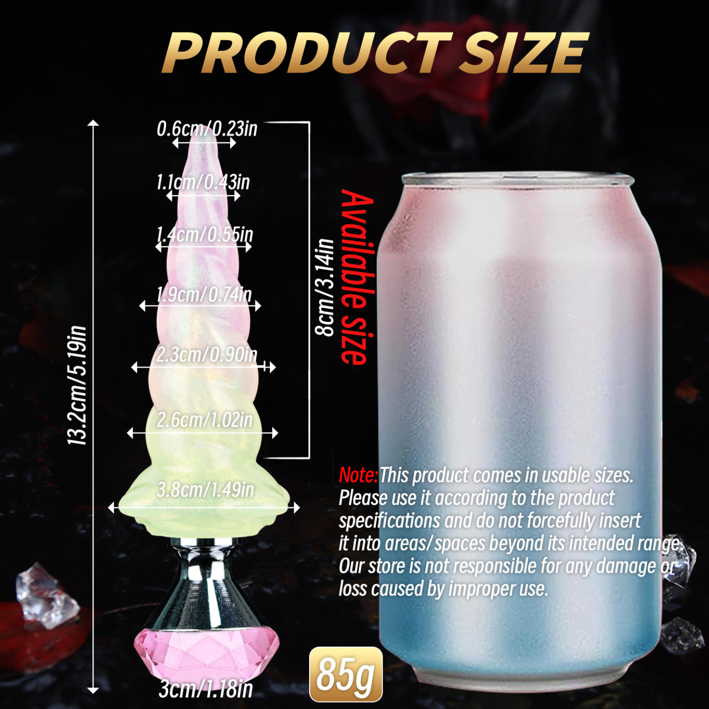 Premium Platinum Liquid Silicone Anal Plug – Fantasy Crystal Gem Base Butt Plug with Two Unique Designs, Soft Body Safe Silicone Adult Toy