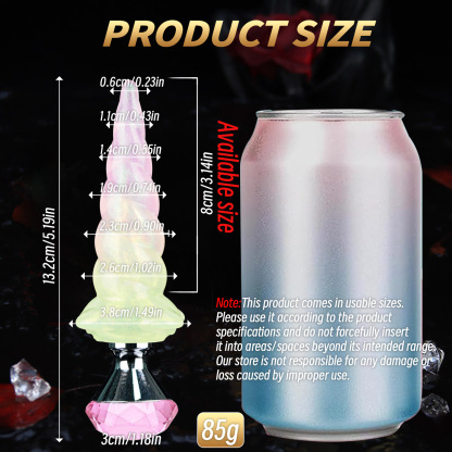 Premium Platinum Liquid Silicone Anal Plug – Fantasy Crystal Gem Base Butt Plug with Two Unique Designs, Soft Body Safe Silicone Adult Toy