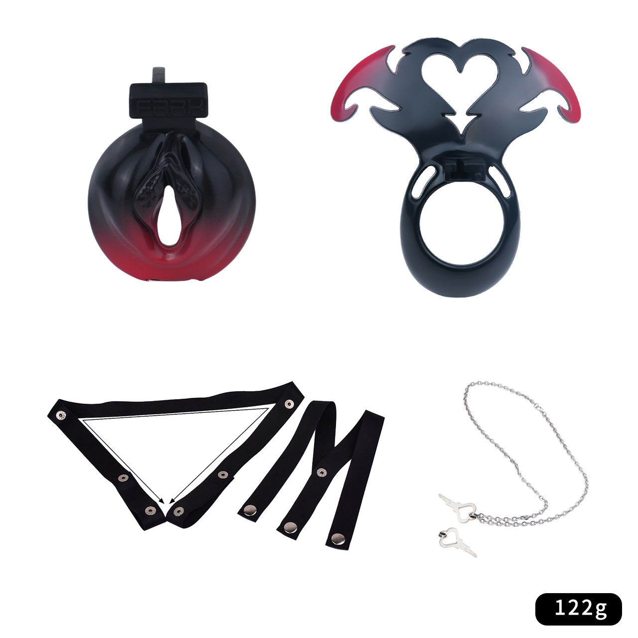 Succubus  Chastity Lock – Devil Wing Resin Cage with Strap Design