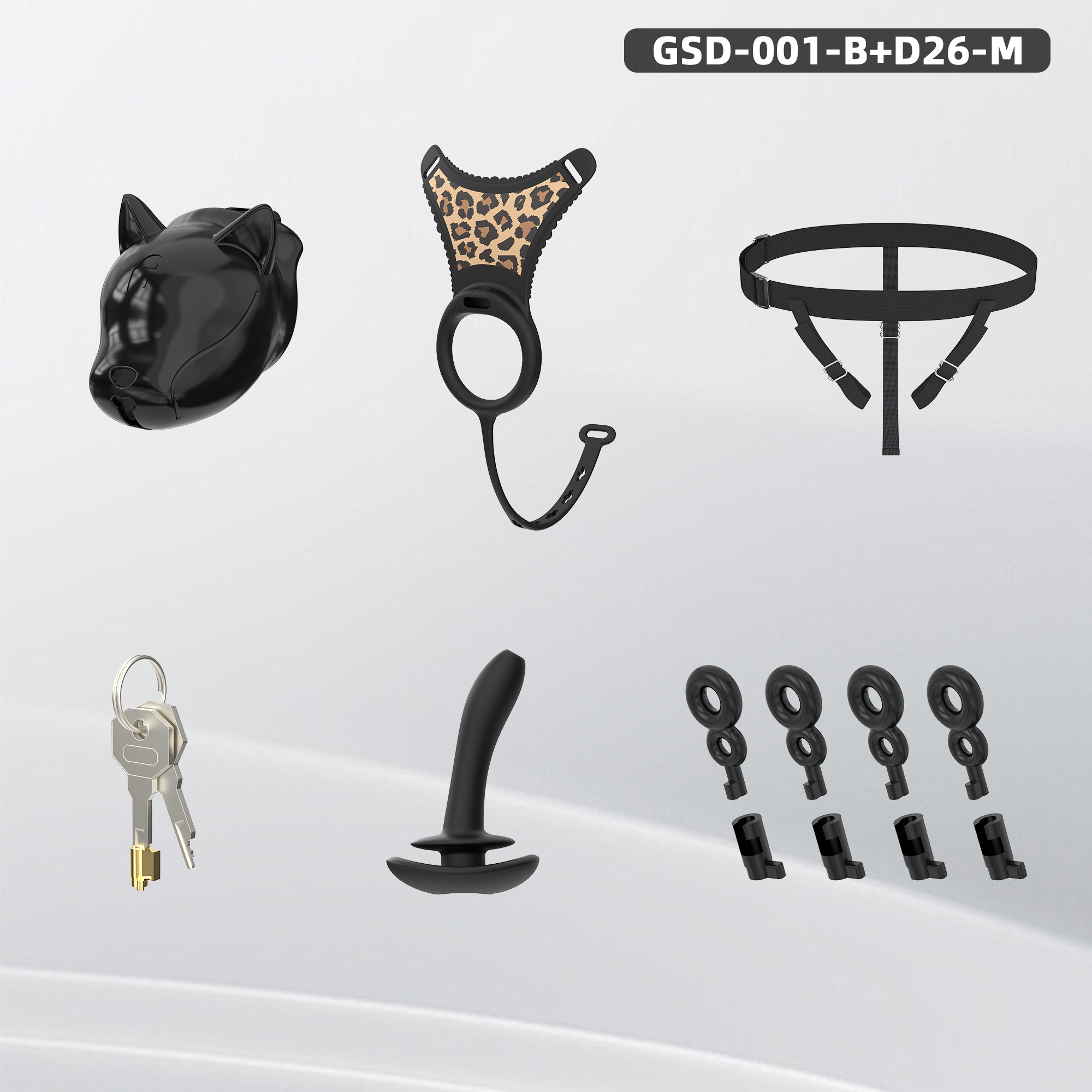 Puppy Head Chastity Cage Set with Underwear & Plug – GSD Series BDSM Restraint Kit