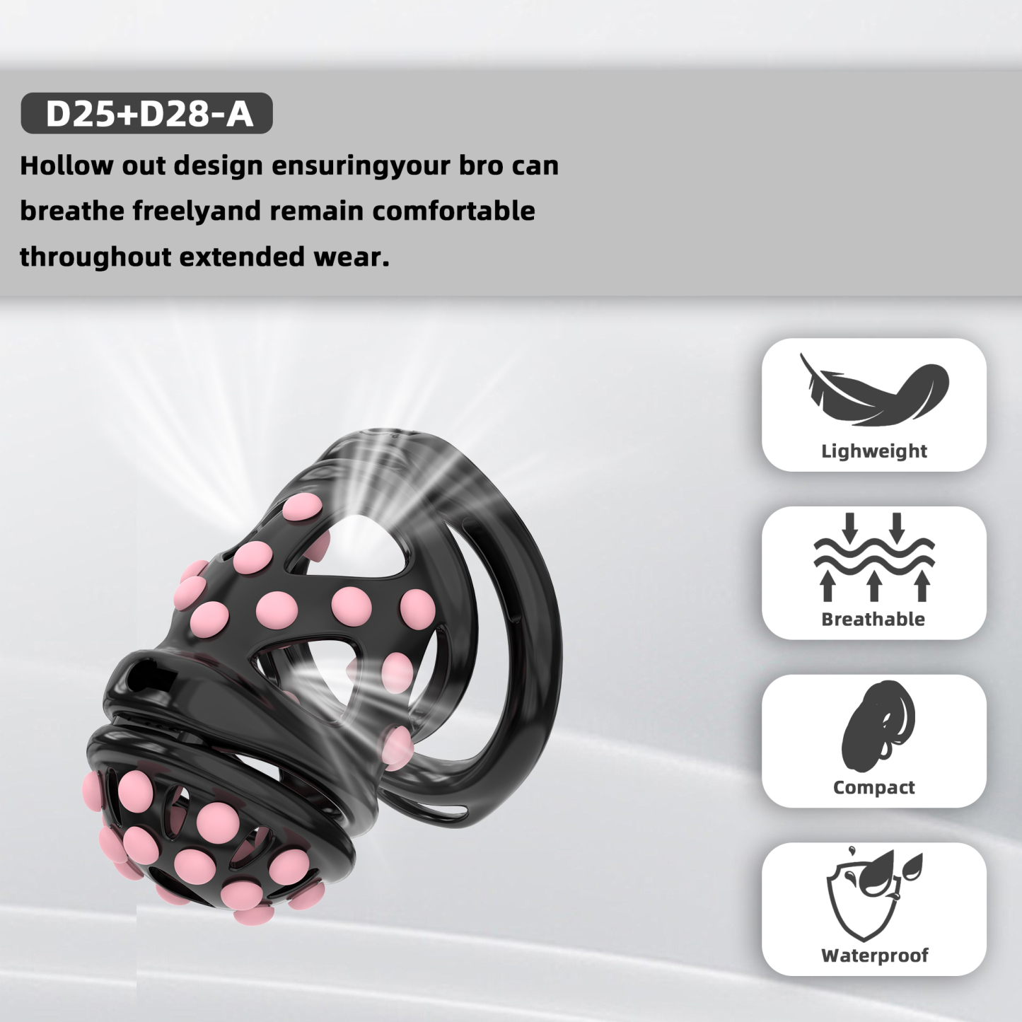 Silicone Soft Nail Chastity Cage | Male Chastity Device with Airport-Security Plastic Lock – 3 Wearing Methods, Pink/Black/Purple, S/M Sizes
