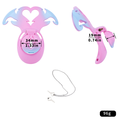 Succubus  Chastity Lock – Devil Wing Resin Cage with Strap Design