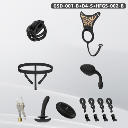 Remote Control Silicone Chastity Device with Adjustable Angle Anal Plug – Breathable Cage System (S/M/L) 