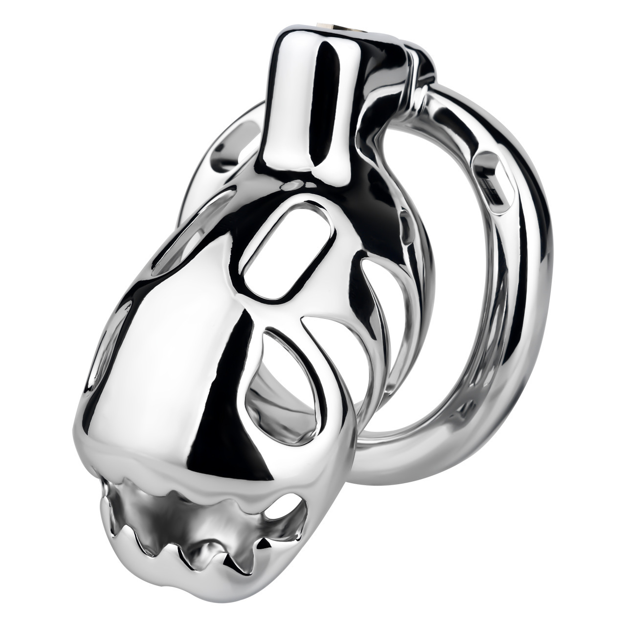 Metal Chastity Lock with Adjustable Strap – Secure Stainless Steel Chastity Cage