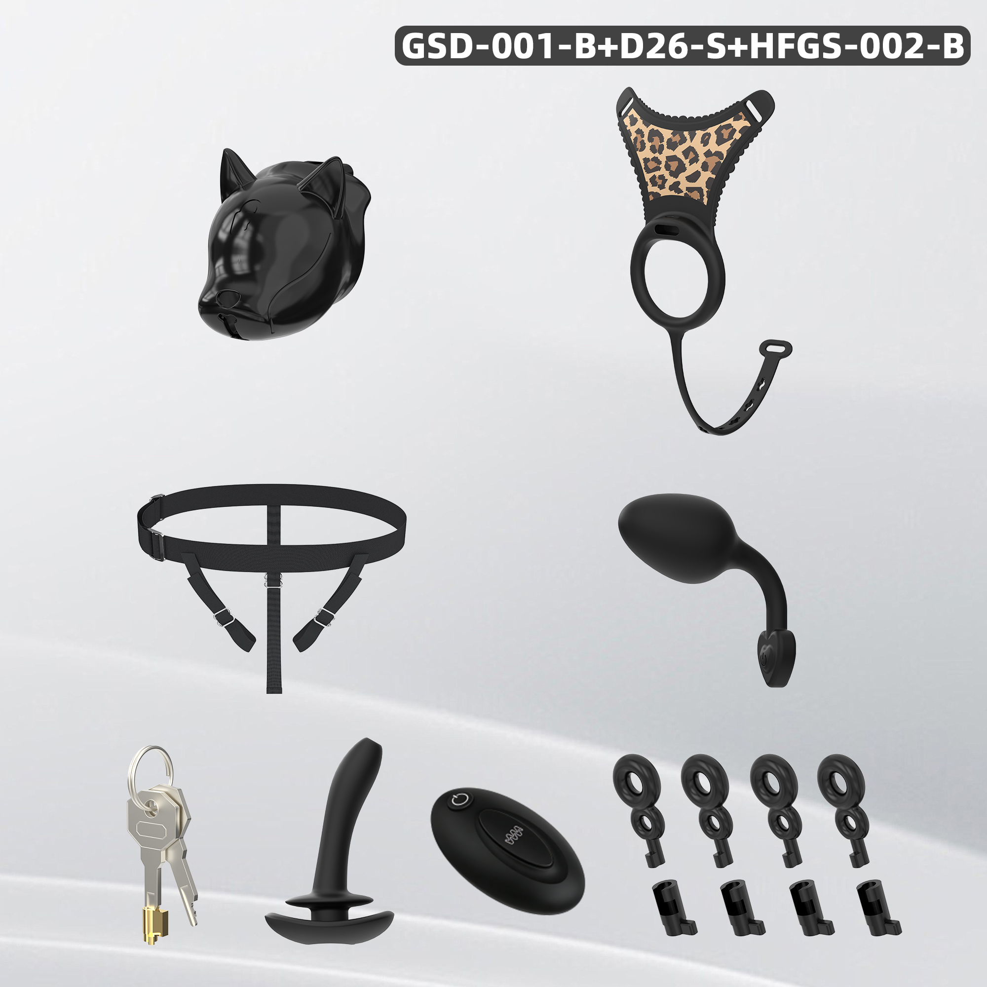Puppy Head Chastity Cage Set with Underwear & Plug – GSD Series BDSM Restraint Kit