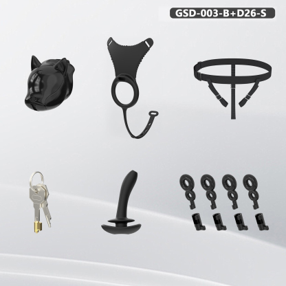 Puppy Head Chastity Cage Set with Underwear & Plug – GSD Series BDSM Restraint Kit