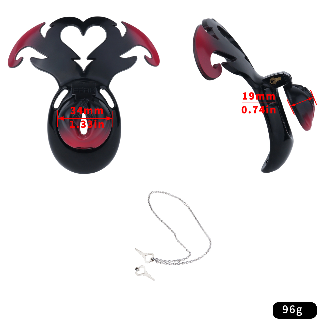 Succubus  Chastity Lock – Devil Wing Resin Cage with Strap Design