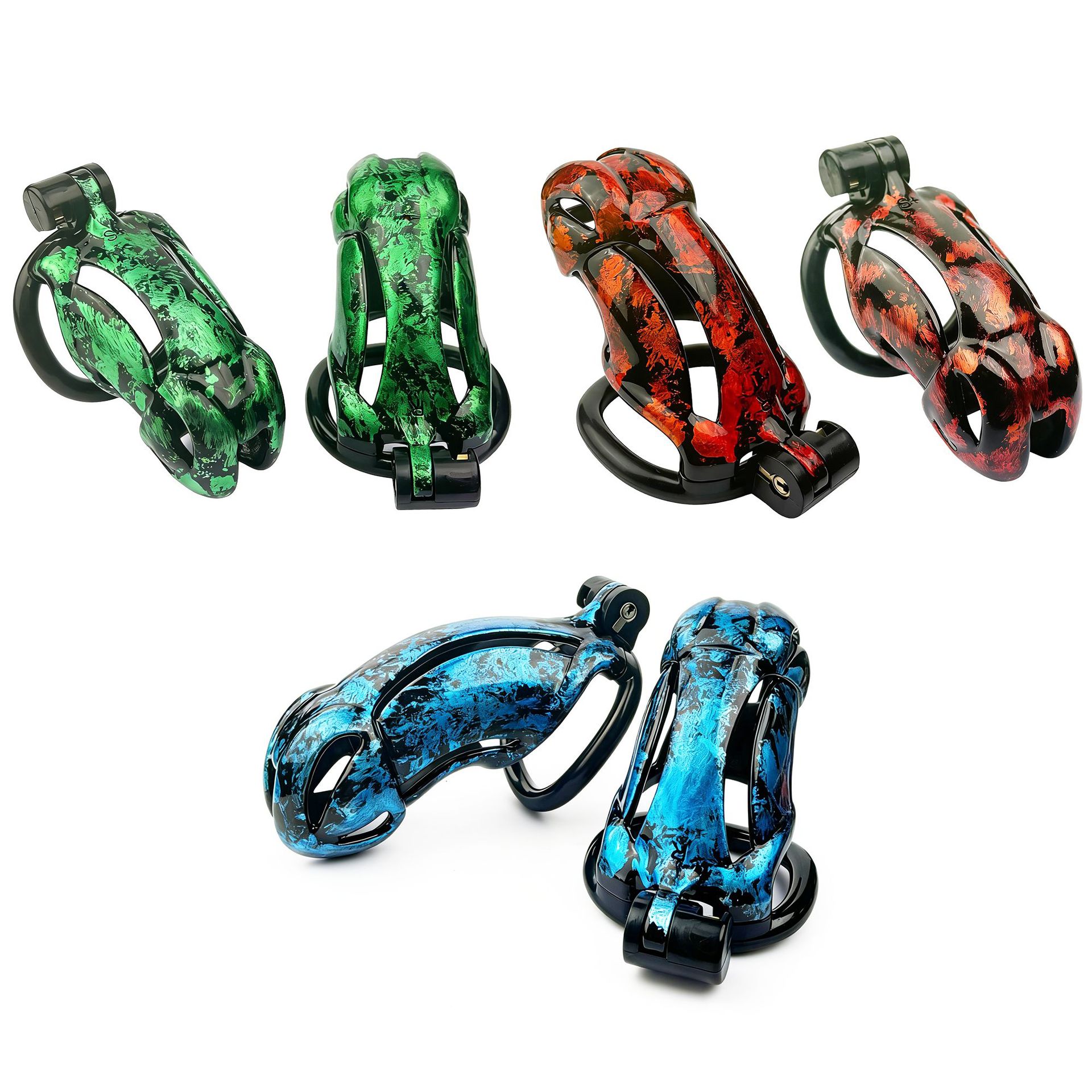 Aurora Series Chastity Cage – Iridescent 3D Printed Lock Device with Sculpted Vent Design