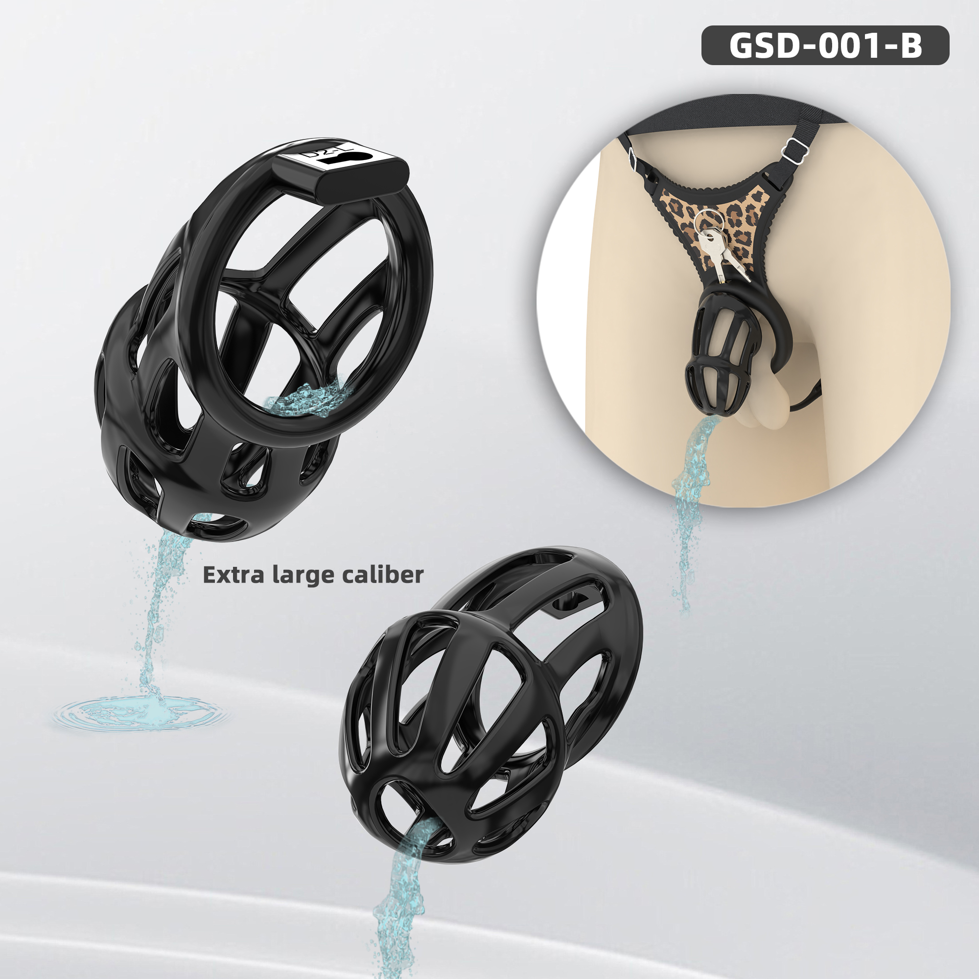 Silicone Wearable Chastity Cage with Vibrating Butt Plug & Remote Control 