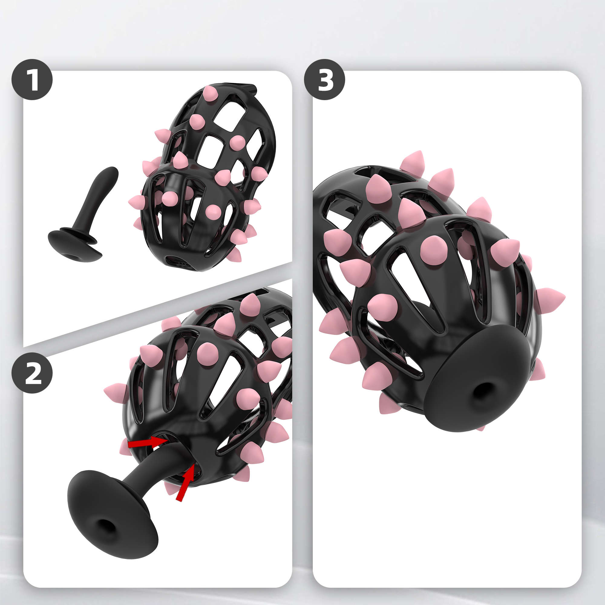 Spiked Chastity Cage Harness Set with Remote Vibrating Anal Plug