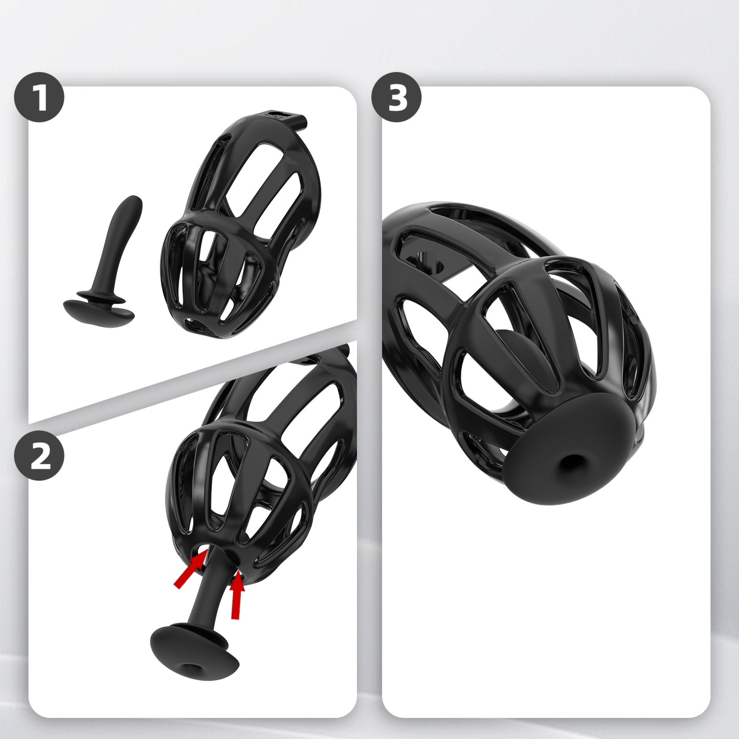 Silicone Wearable Chastity Cage with Vibrating Butt Plug & Remote Control 