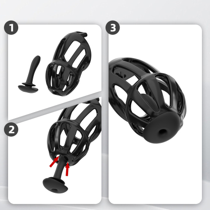 Silicone Wearable Chastity Cage with Vibrating Butt Plug & Remote Control 