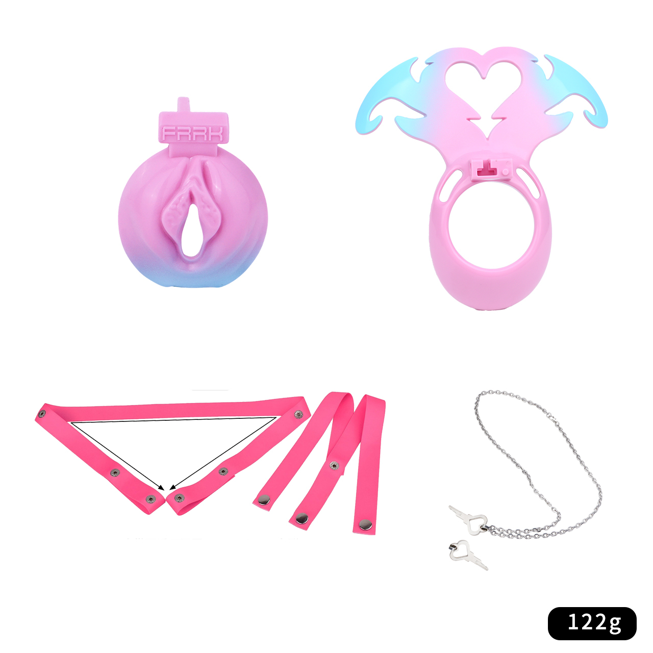 Succubus  Chastity Lock – Devil Wing Resin Cage with Strap Design