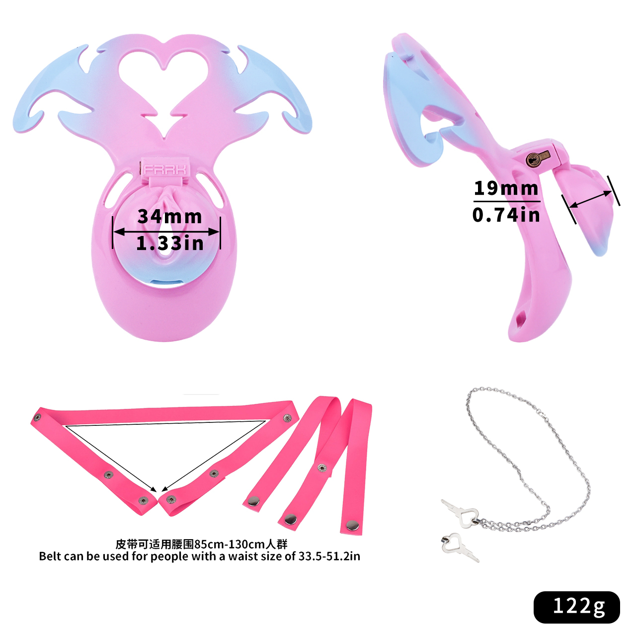 Succubus  Chastity Lock – Devil Wing Resin Cage with Strap Design