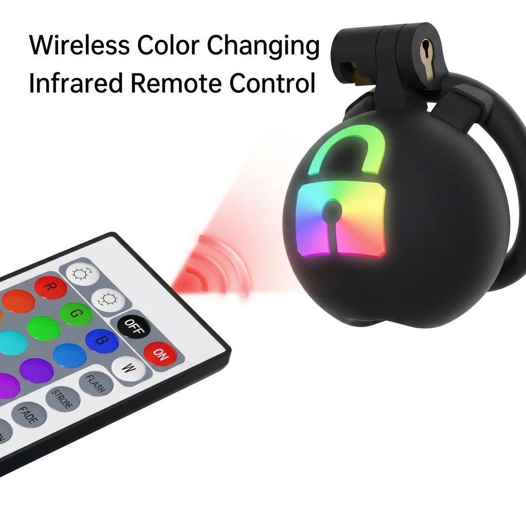 RGB LED Light-Up Chastity Cage with Remote Control – Waterproof 16-Color Ergonomic Cage