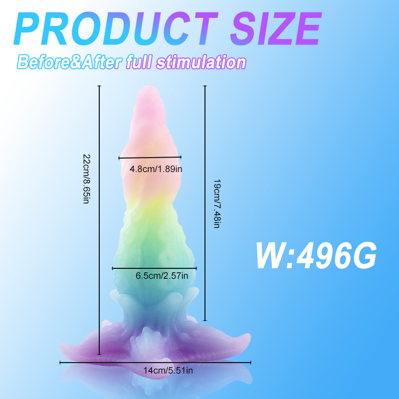 Fantasy Alien Silicone Dildo – Rainbow Gradient Design