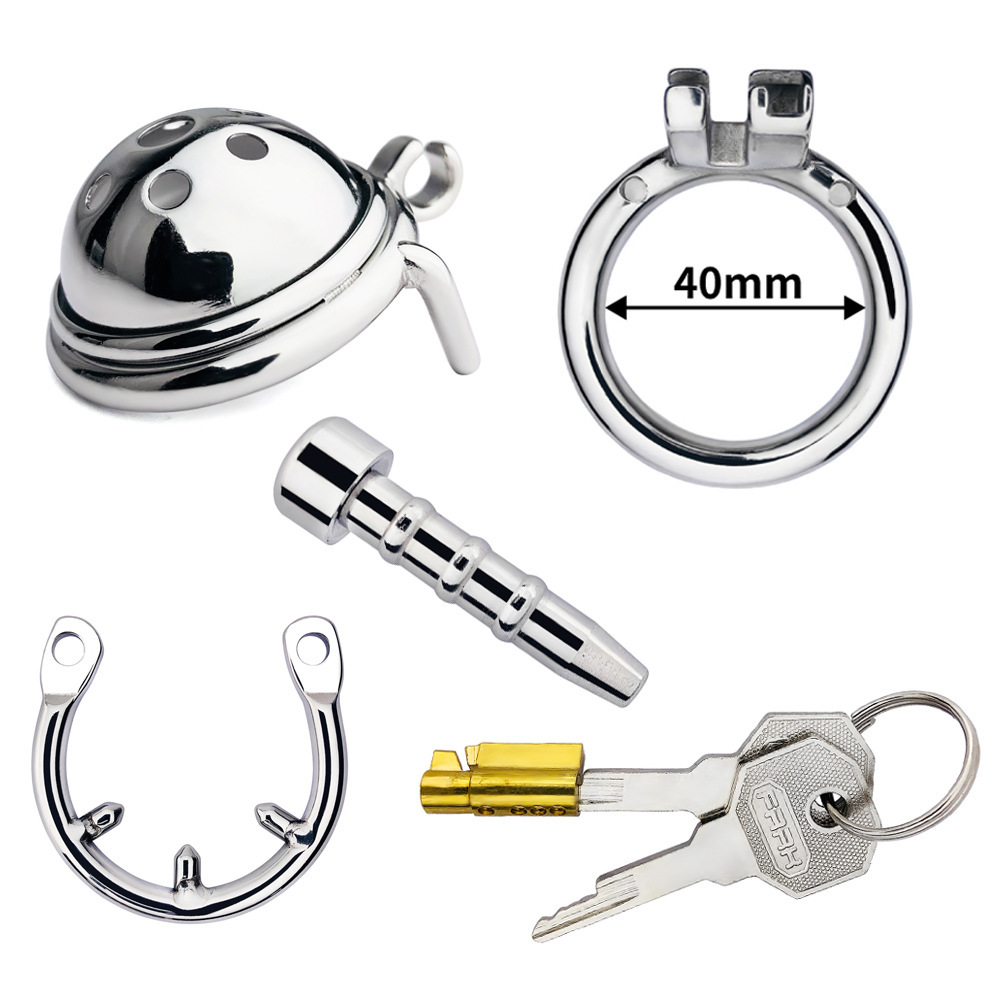 Stainless Steel Male Chastity Device with Urethral Tube & Anti-Escape Ring – Secure Metal Chastity Cage-ToyAura