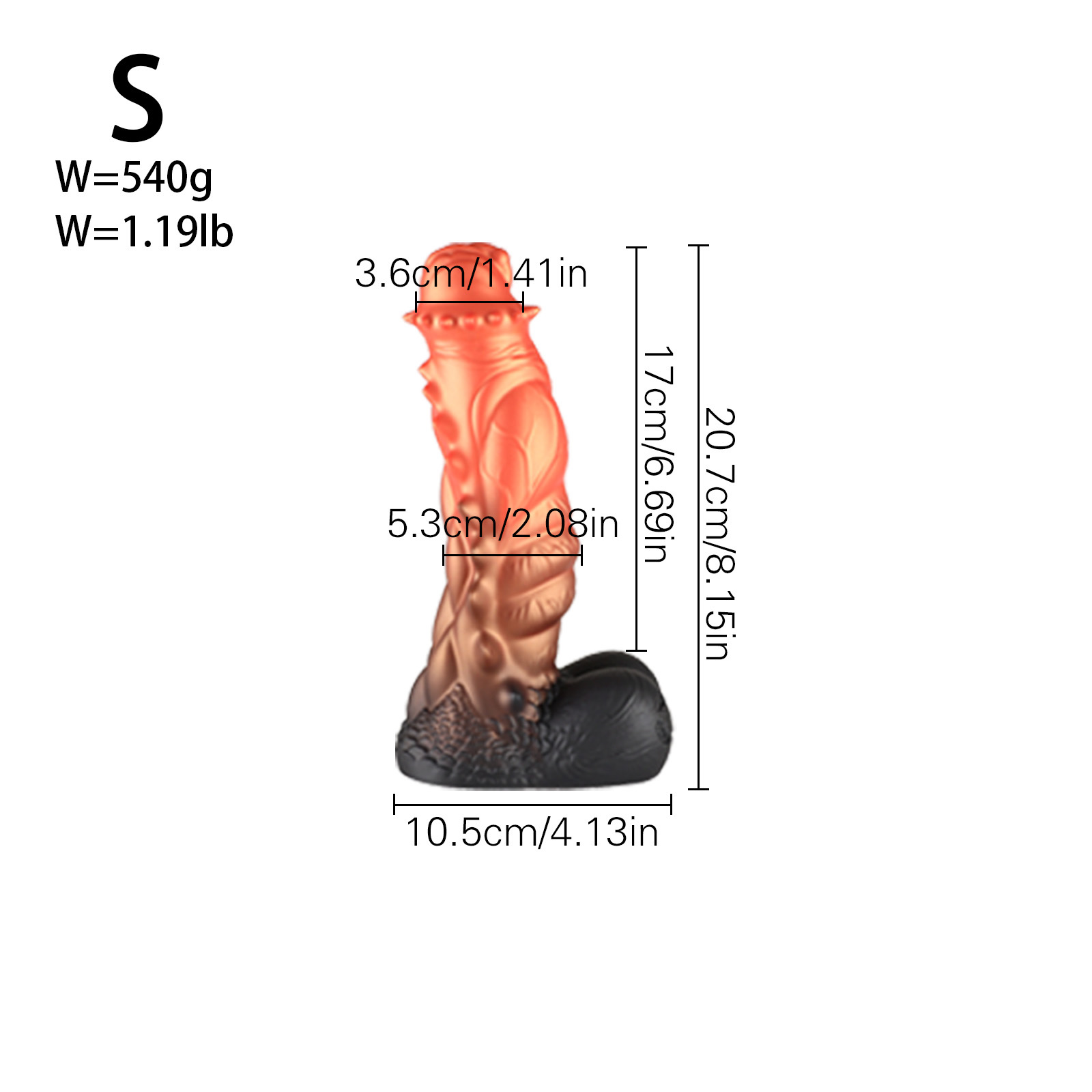 Spiny Orange Black Fantasy Dildo-Knot Dildo