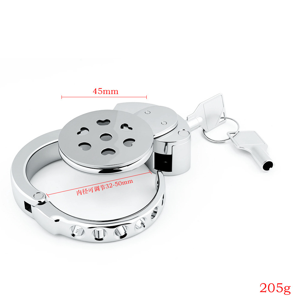 Stainless Steel Flat Plate Chastity Lock – Secure, Breathable & Polished Metal Cage for Men