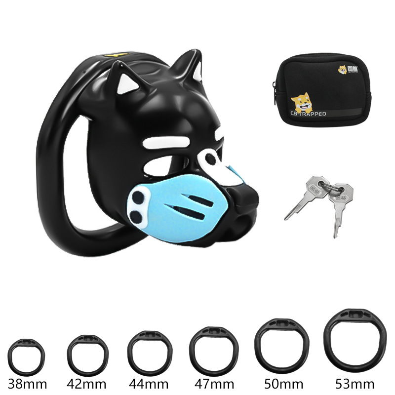 Puppy Style Resin Chastity Cage with 6 Locking Rings