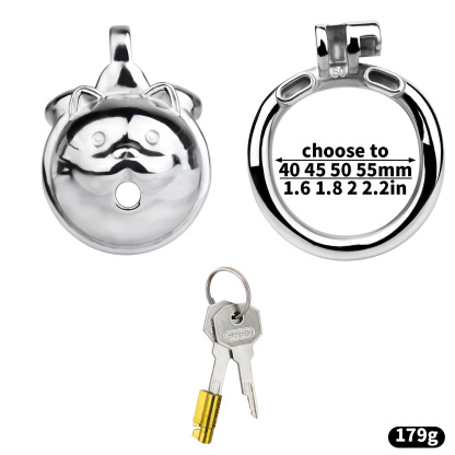 Stainless Steel Cat-Shaped Male Chastity Cage