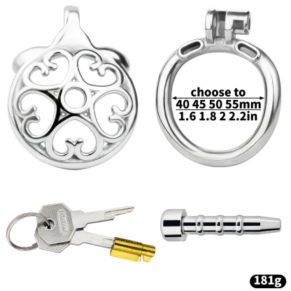 Stainless Steel Male Chastity Device – Ornate Metal Chastity Cage with Secure Lock
