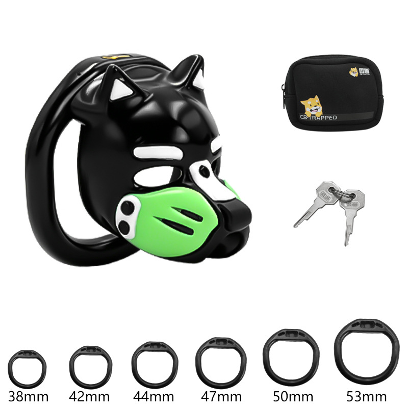Puppy Style Resin Chastity Cage with 6 Locking Rings