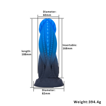 Ridgeform Blue Silicone Dildo with Curved Spine