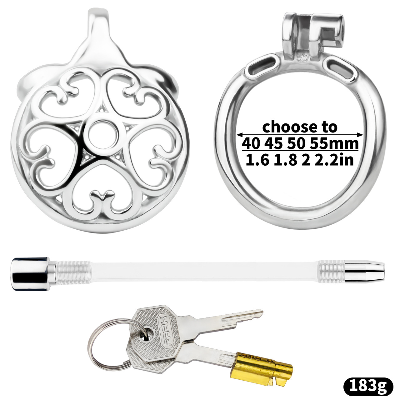 Stainless Steel Male Chastity Device – Ornate Metal Chastity Cage with Secure Lock