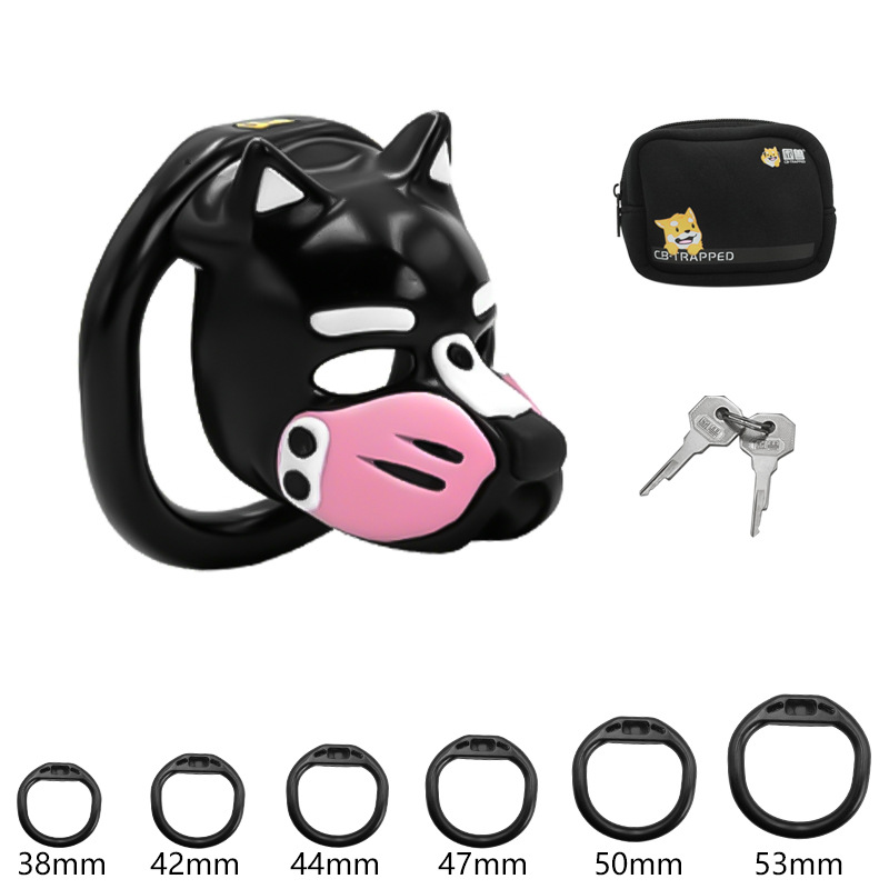 Puppy Style Resin Chastity Cage with 6 Locking Rings