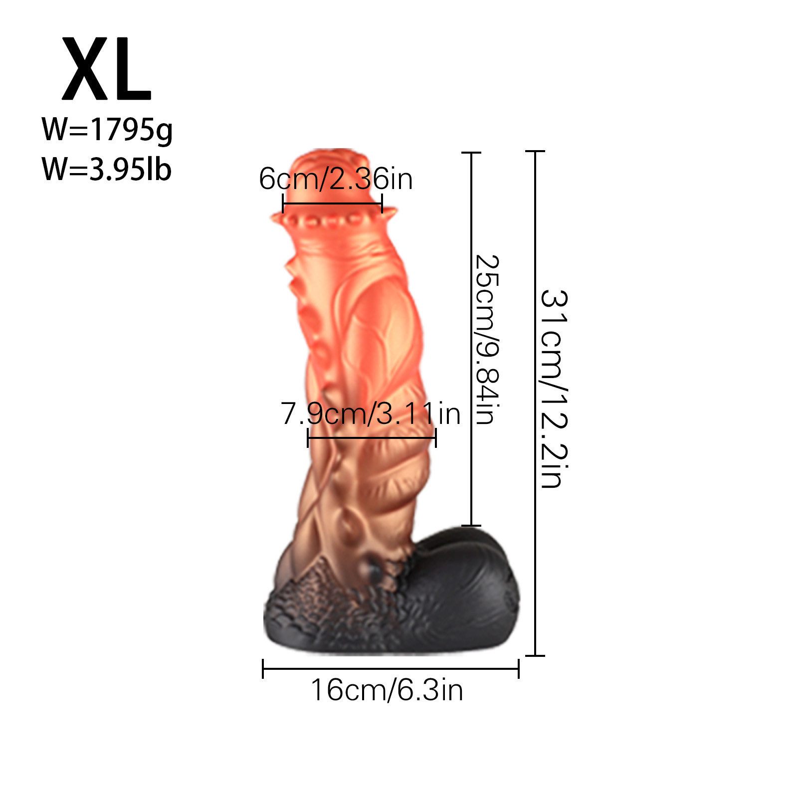 Spiny Orange Black Fantasy Dildo-Knot Dildo