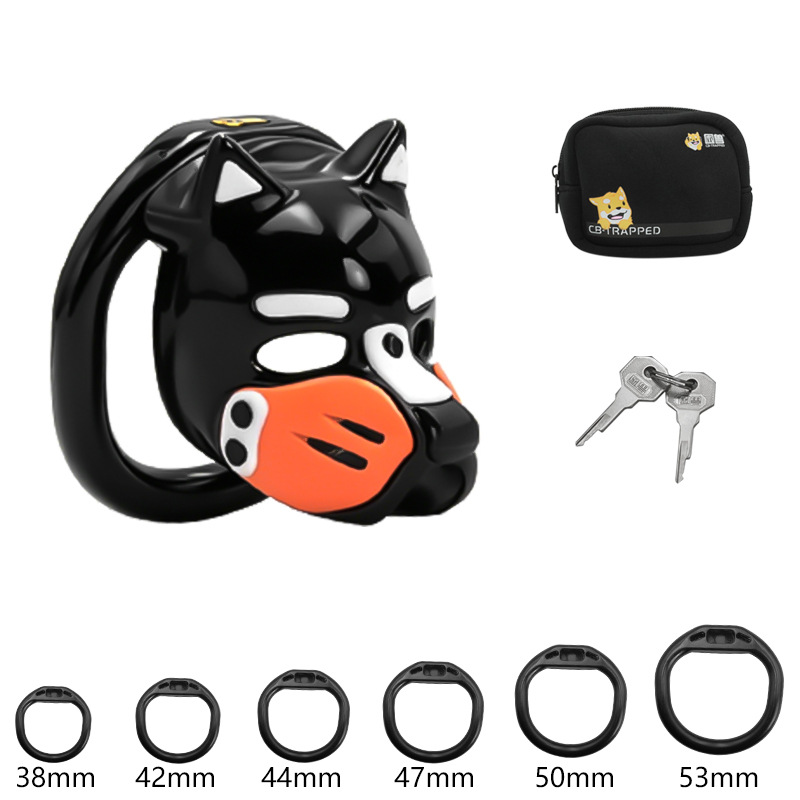 Puppy Style Resin Chastity Cage with 6 Locking Rings