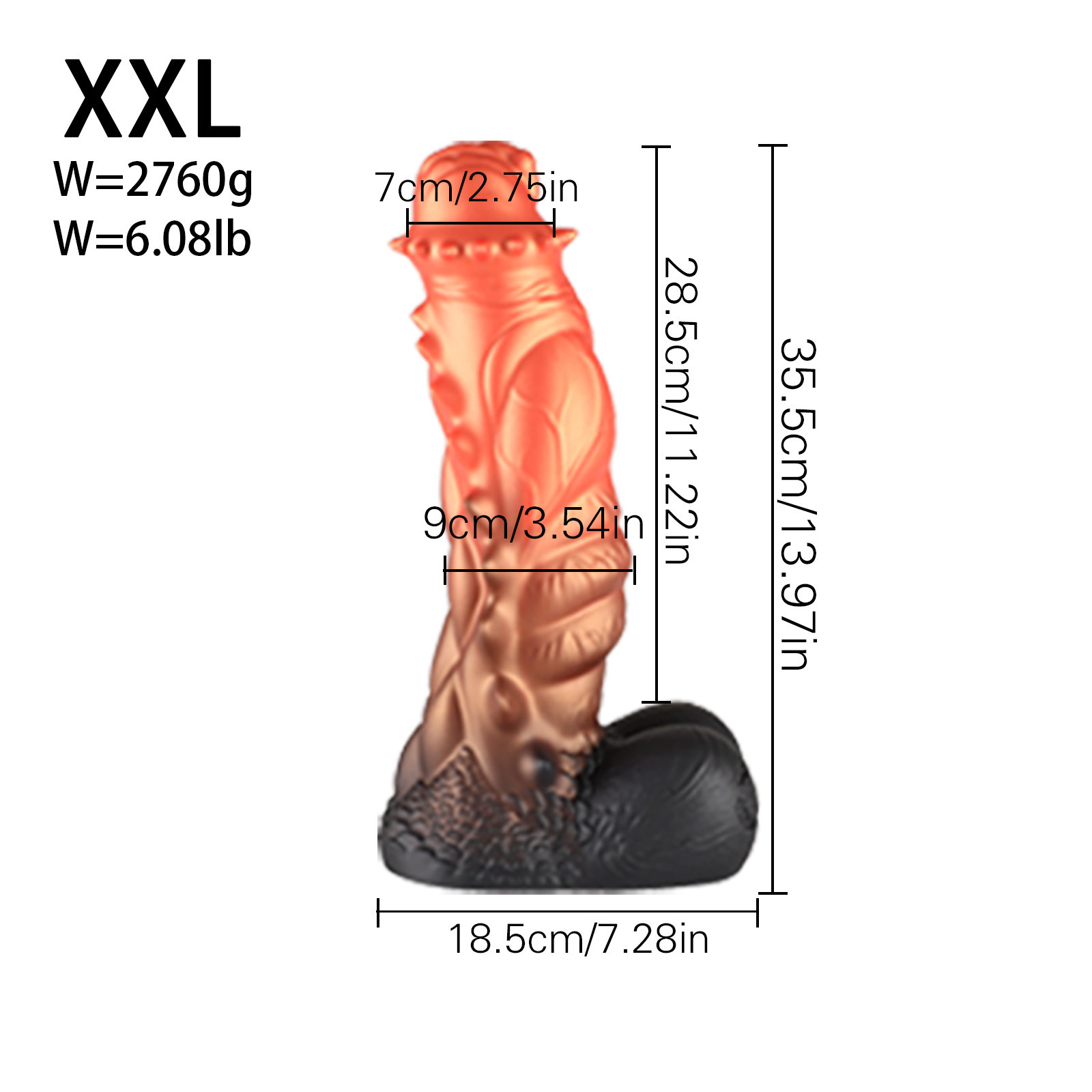Spiny Orange Black Fantasy Dildo-Knot Dildo