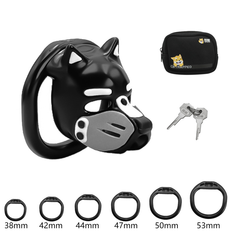 Puppy Style Resin Chastity Cage with 6 Locking Rings