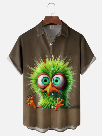 Moisture-wicking Silly Chicken Chest Pocket Hawaiian Shirt