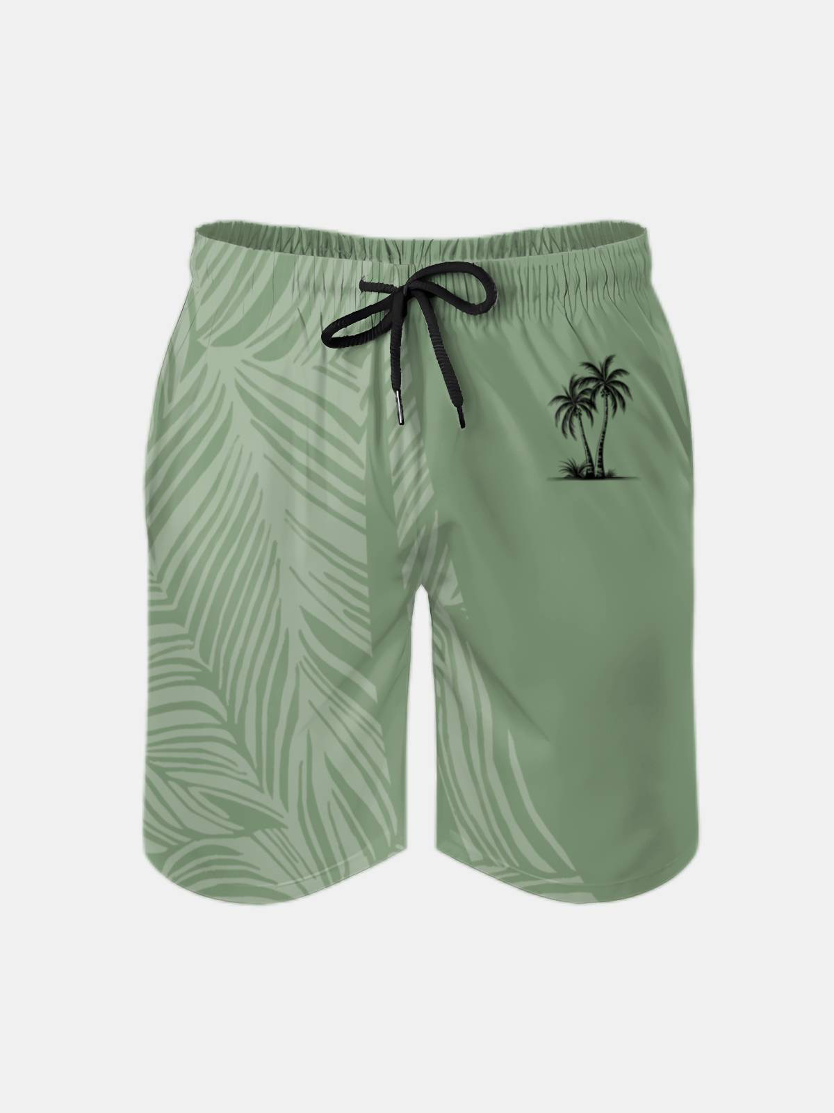 Men's Swim Trunks Hawaiian Tropical Palm Tree Beach Shorts with Pockets