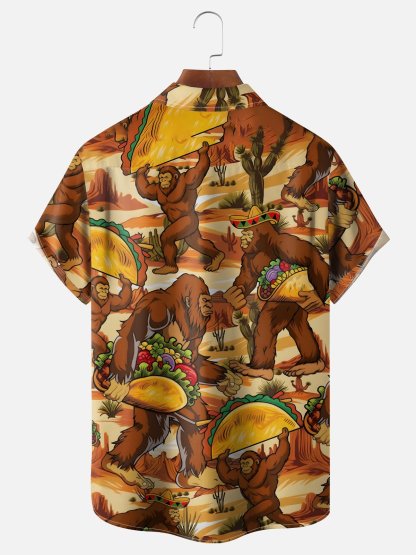 Moisture Wicking Cinco De Mayo Taco Bigfoot Chest Pocke Holiday Hawaiian Shirt