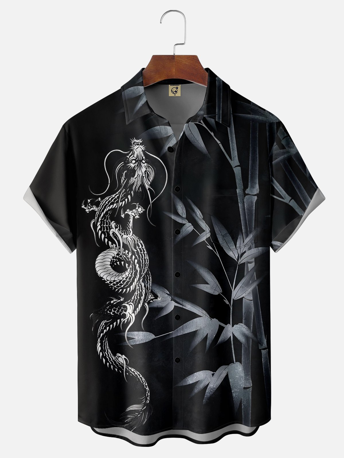Moisture-wicking Ukiyoe Bamboo Dragon Chest Pocket Hawaiian Shirt