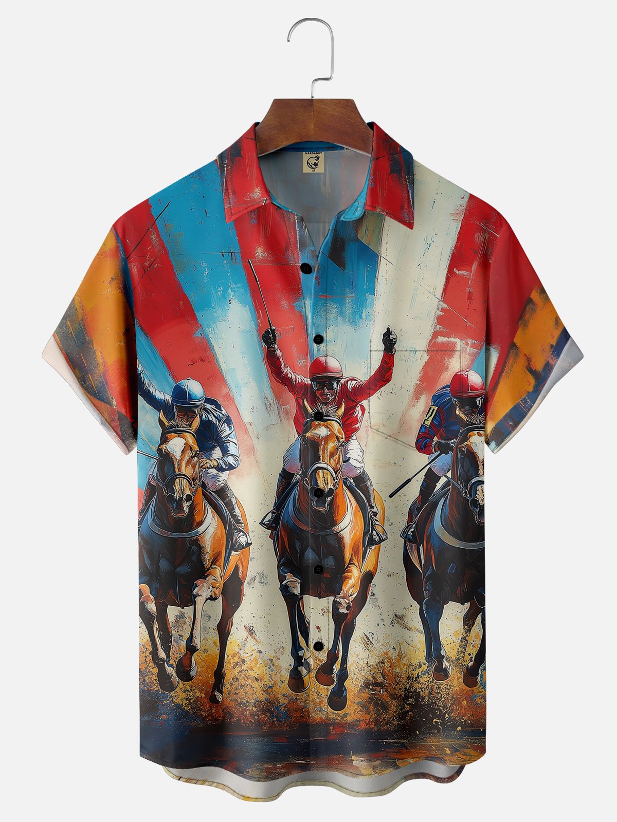 Moisture-wicking Kentucky Derby Race Day Horse Chest Pocket Casual Shirt