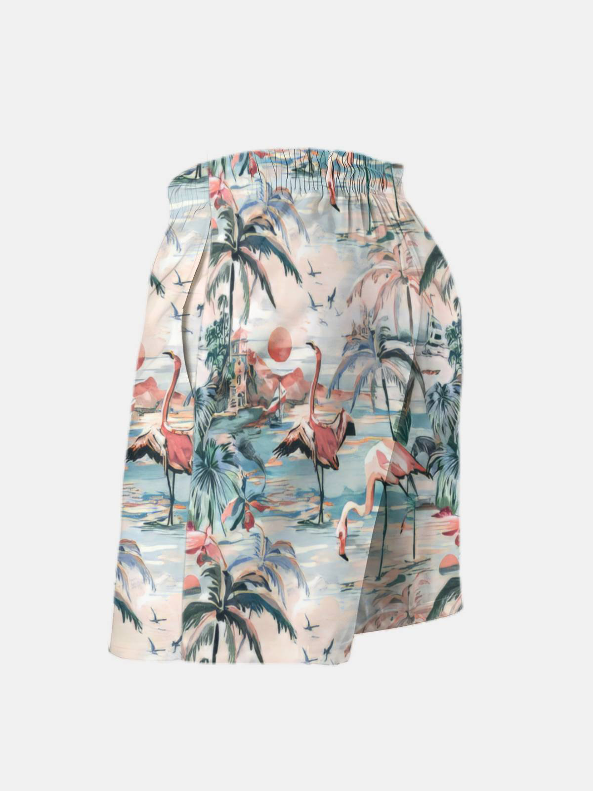 Men's Swim Trunks Hawaiian Tropical Palm Tree Beach Shorts with Pockets