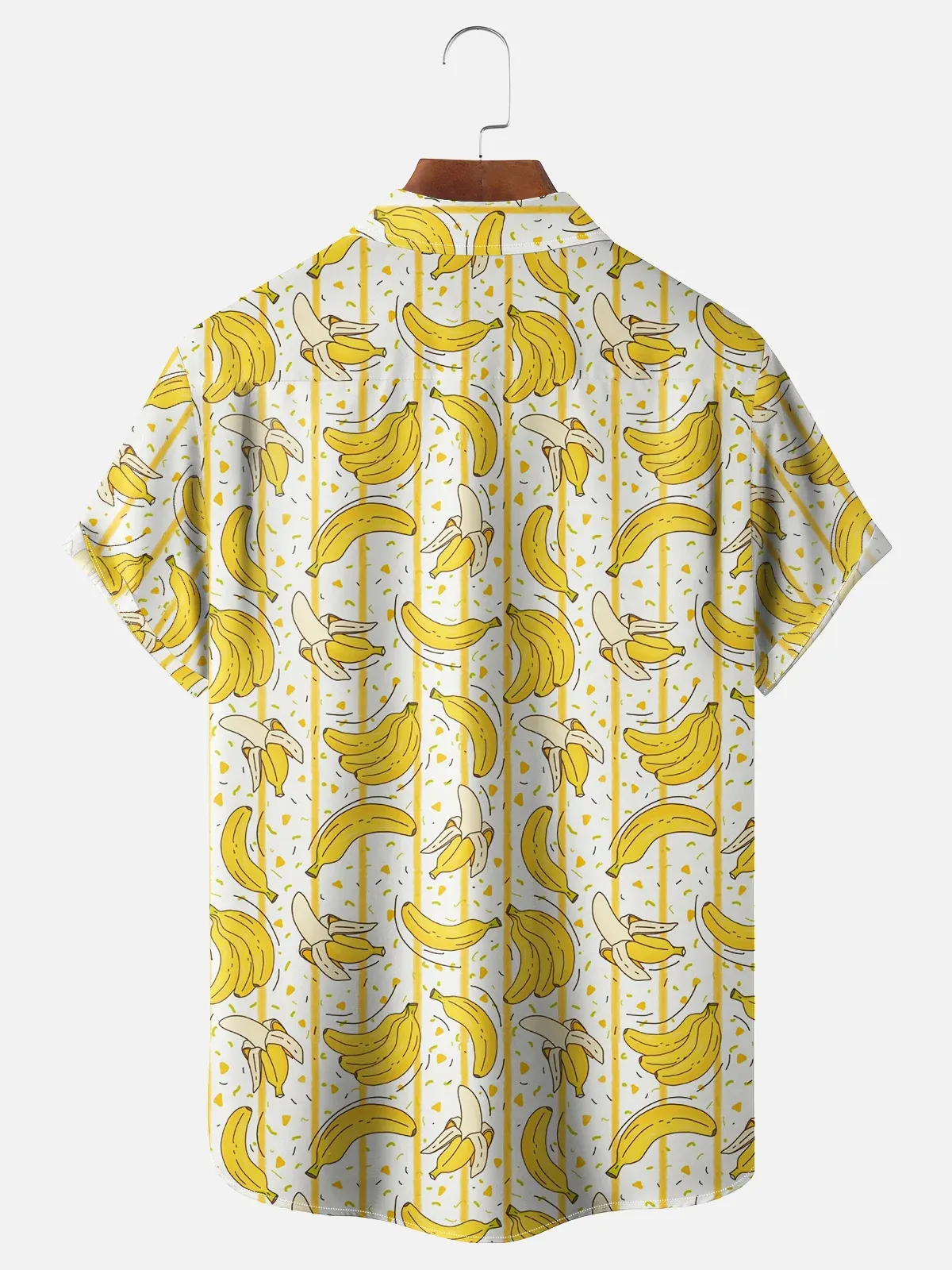 Moisture-wicking Banana Fruit Stripes Chest Pocket Hawaiian Shirt