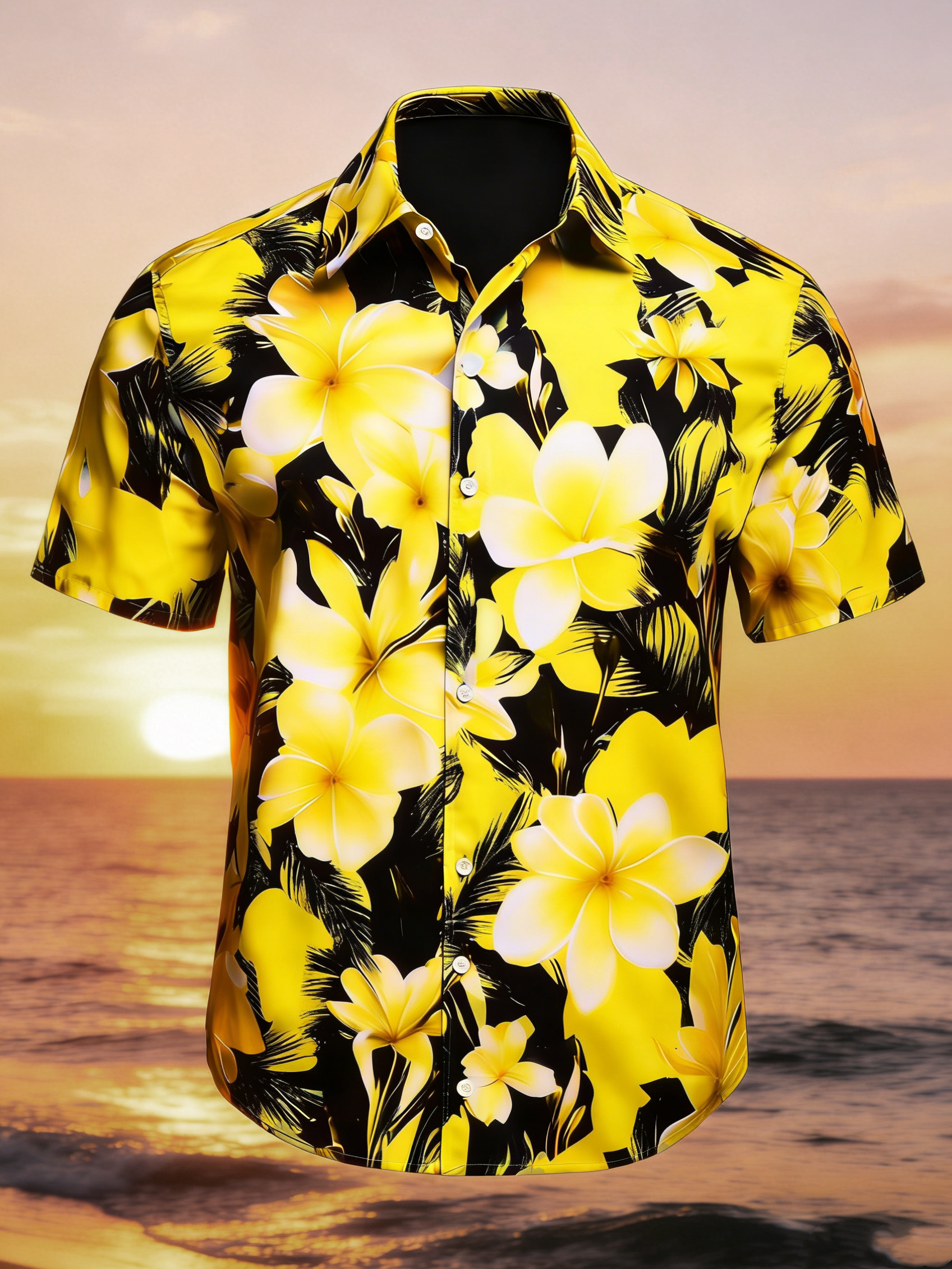 Moisture-wicking Floral Chest Pocket Hawaiian Shirt